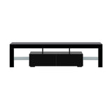 Oikiture Entertainment Unit TV Stand Cabinet LED RGB Gloss Black 180CM