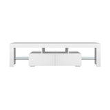 Oikiture Entertainment Unit TV Stand Cabinet LED RGB Gloss White 180CM