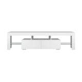 Oikiture Entertainment Unit TV Stand Cabinet LED RGB Gloss White 180CM - Top-Down View