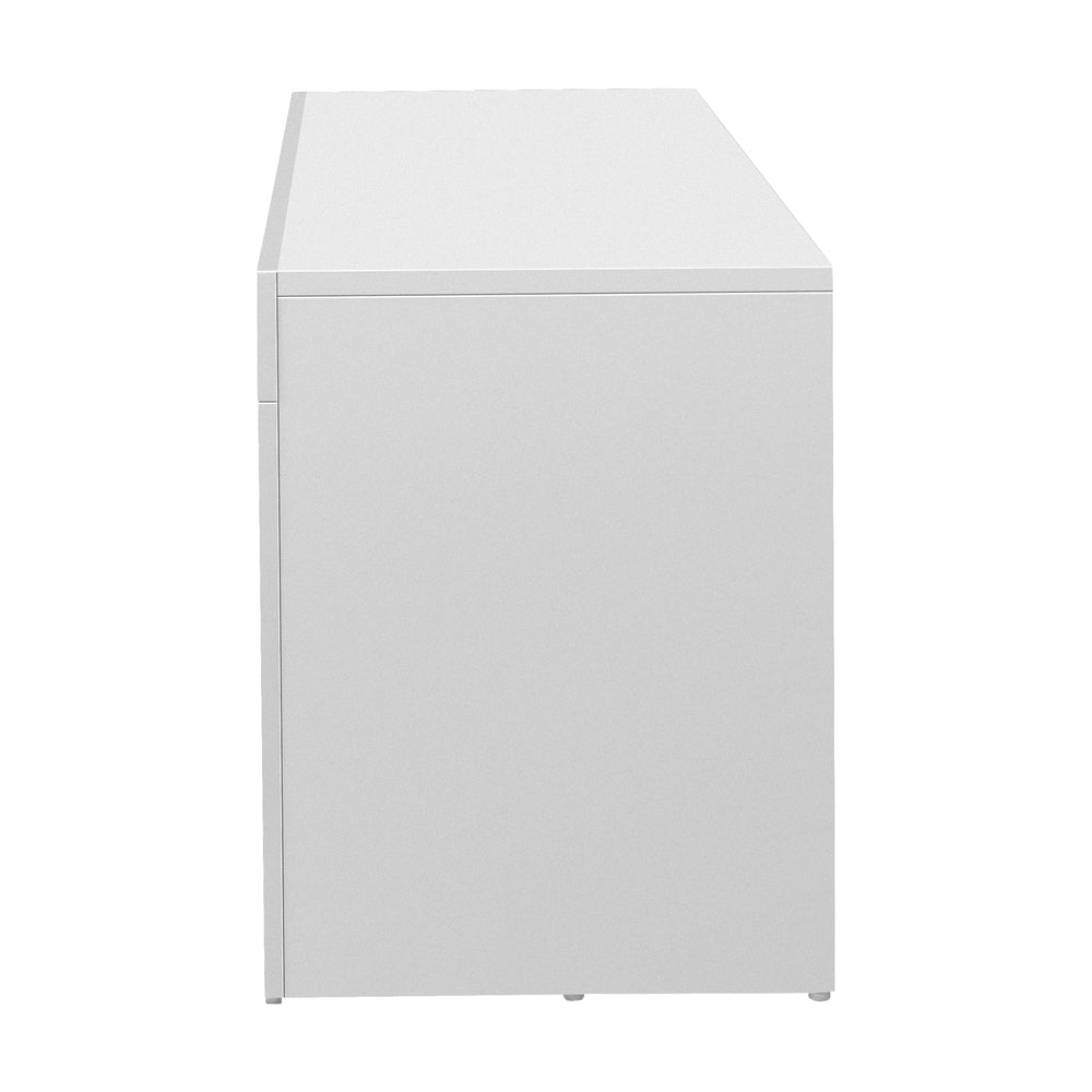 Oikiture Entertainment Unit TV Stand Cabinet LED RGB Gloss White 180CM