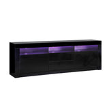 Oikiture TV Stand Cabinet Entertainment Unit RGB LED Gloss Black 180CM