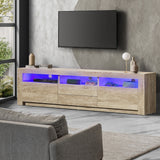 Oikiture TV Cabinet Entertainment Unit Stand RGB LED Oak 180cm - Rear View