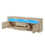 Oikiture TV Cabinet Entertainment Unit Stand RGB LED Oak 180cm