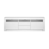 Oikiture Entertainment Unit TV Stand Cabinet RGB LED Gloss White 180CM