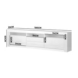 Oikiture Entertainment Unit TV Stand Cabinet RGB LED Gloss White 180CM
