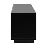 Oikiture Entertainment Unit TV Stand Cabinet Gloss RGB LED Black 180CM