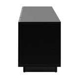 Oikiture Entertainment Unit TV Stand Cabinet Gloss RGB LED Black 180CM - Front View