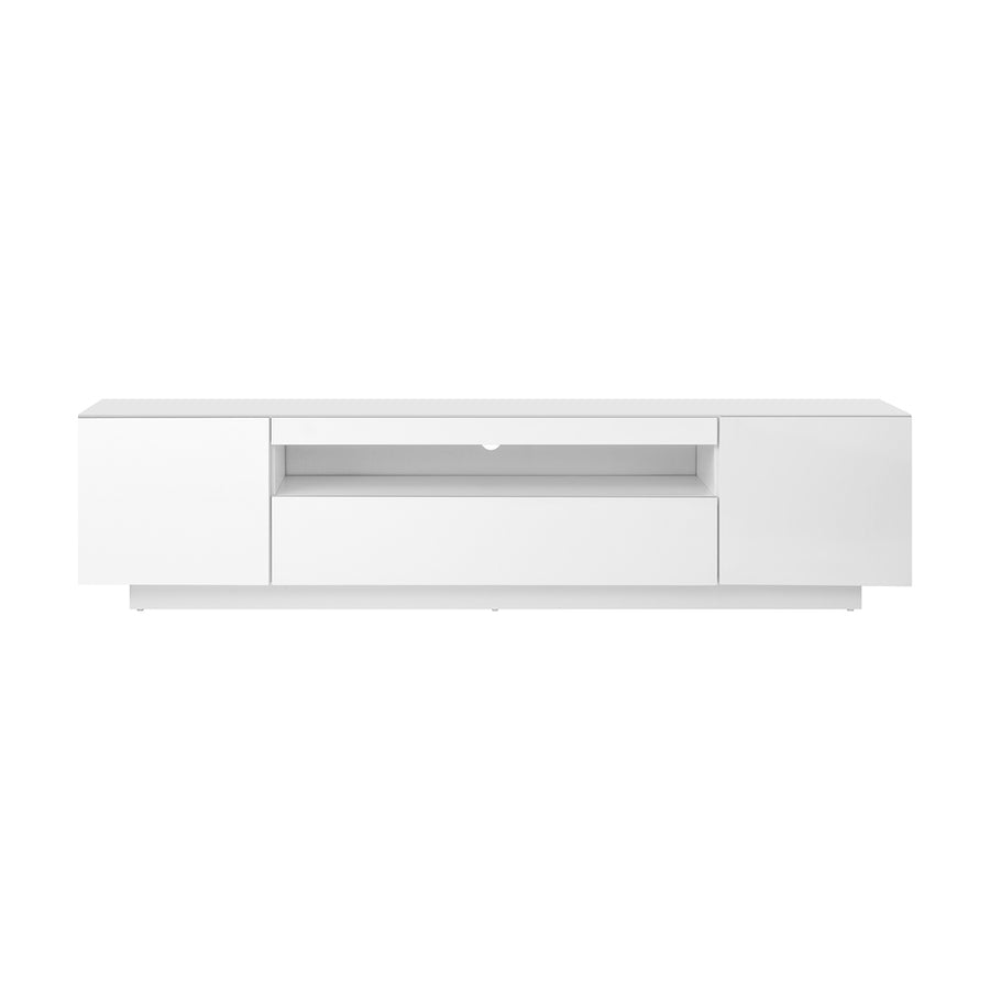 Oikiture TV Stand Cabinet Entertainment Unit Gloss RGB LED White 180CM