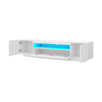 Oikiture TV Stand Cabinet Entertainment Unit Gloss RGB LED White 180CM