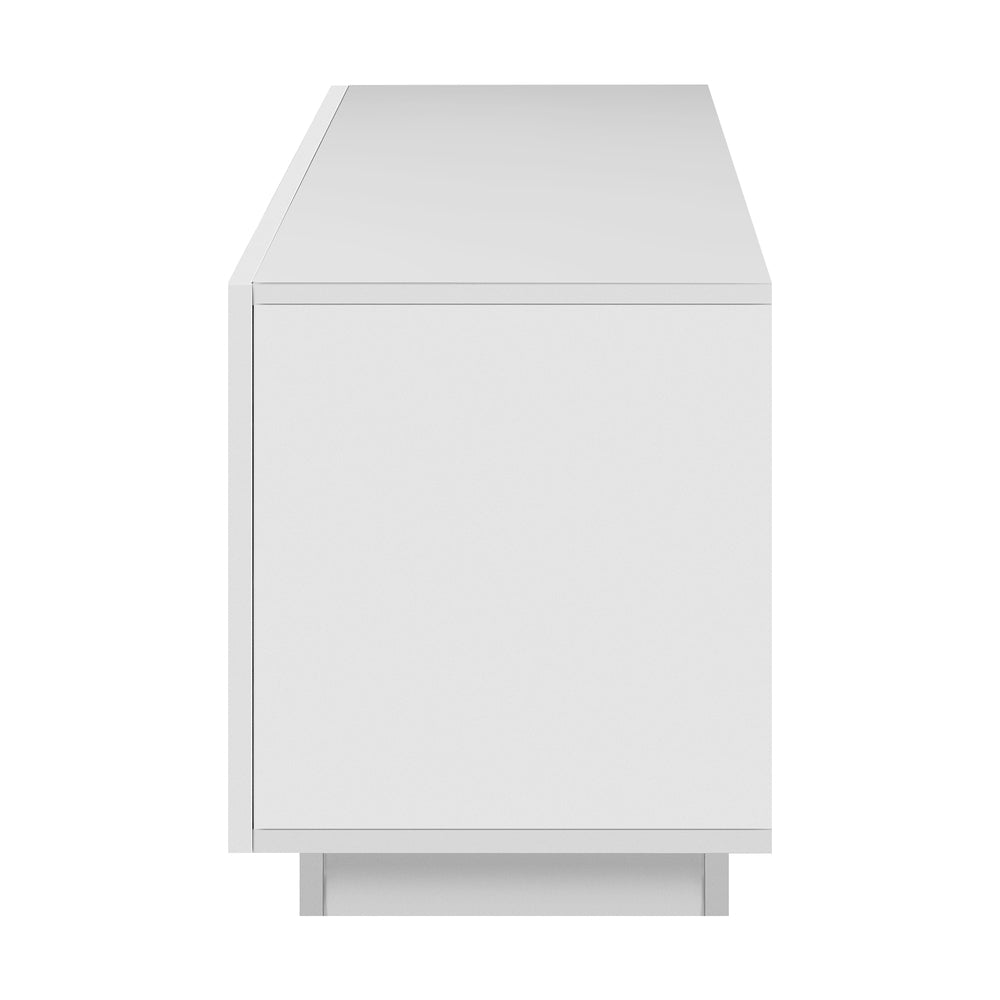 Oikiture TV Stand Cabinet Entertainment Unit Gloss RGB LED White 180CM