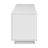 Oikiture TV Stand Cabinet Entertainment Unit Gloss RGB LED White 180CM - Front View