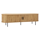 Oikiture Entertainment Unit TV Stand Cabinet 160cm Tambour Doors Oak