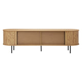 Oikiture Entertainment Unit TV Stand Cabinet 160cm Tambour Doors Oak - 45-Degree Angle