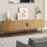 Oikiture Entertainment Unit TV Stand Cabinet 160cm Tambour Doors Oak