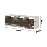 Oikiture TV Cabinet Entertainment Unit Stand 3 Drawers 6 Open Shelves 140cm - Rear View