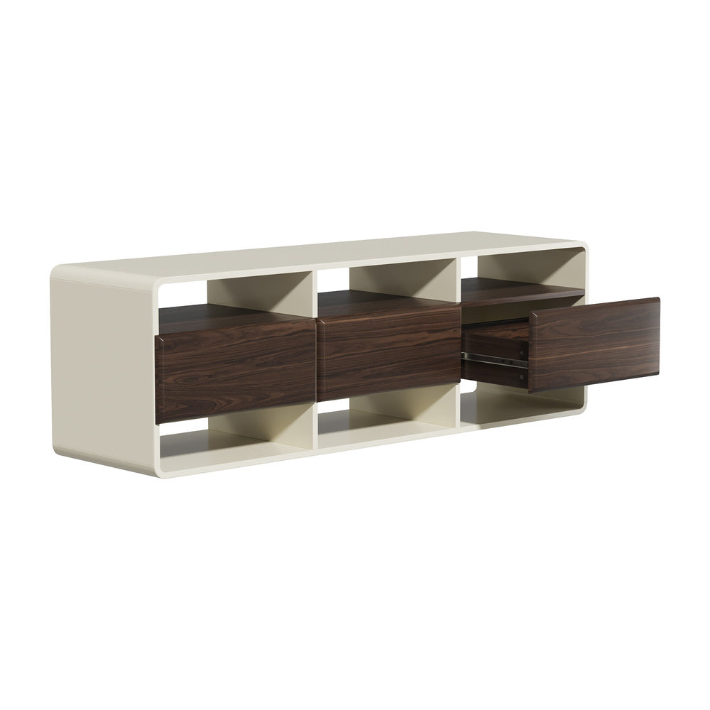 Oikiture TV Cabinet Entertainment Unit Stand 3 Drawers 6 Open Shelves 140cm