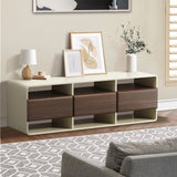 Oikiture TV Cabinet Entertainment Unit Stand 3 Drawers 6 Open Shelves 140cm - Low Angle