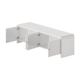 Oikiture TV Cabinet Entertainment Unit Stand 160cm Fluted Doors - Front View