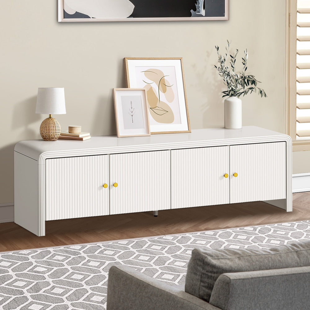 Oikiture TV Cabinet Entertainment Unit Stand 160cm Fluted Doors
