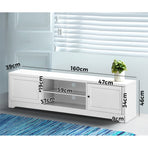 Oikiture TV Stand Cabinet Entertainment Unit 160CM White