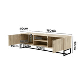 Oikiture TV Stand Cabinet Entertainment Unit Storage Drawer Shelf 160cm Oak