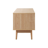 Oikiture TV Stand Cabinet Entertainment Unit 180cm Rattan Doors Oak - Extra Image