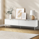 Oikiture TV Stand Cabinet Entertainment Unit Four Door 180cm White - Rear View