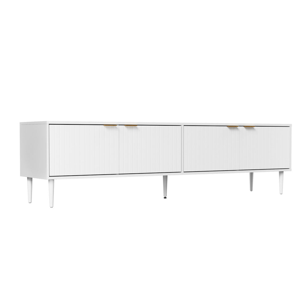 Oikiture TV Stand Cabinet Entertainment Unit Four Door 180cm White