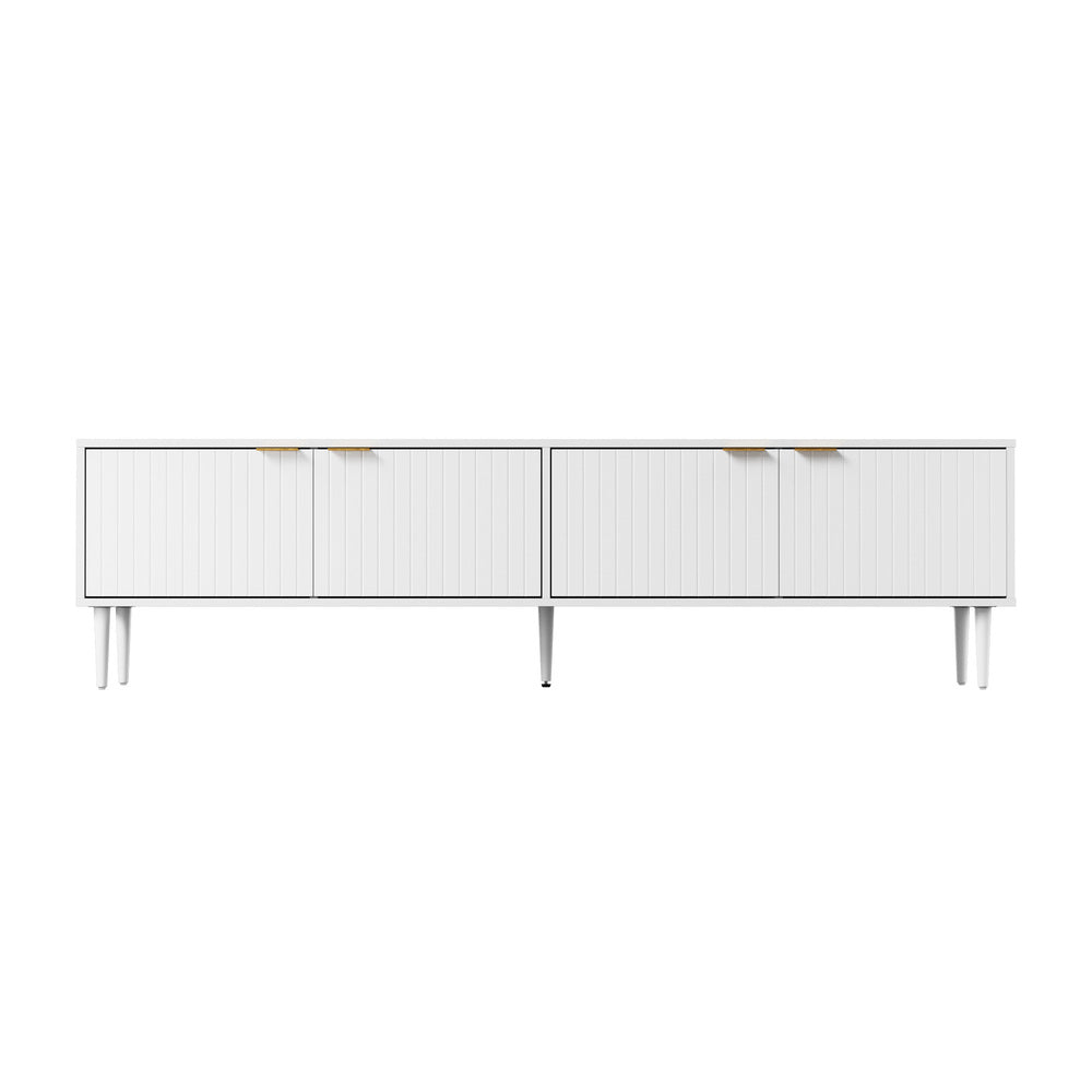Oikiture TV Stand Cabinet Entertainment Unit Four Door 180cm White