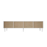 Oikiture TV Stand Cabinet Entertainment Unit Four Door 180cm White