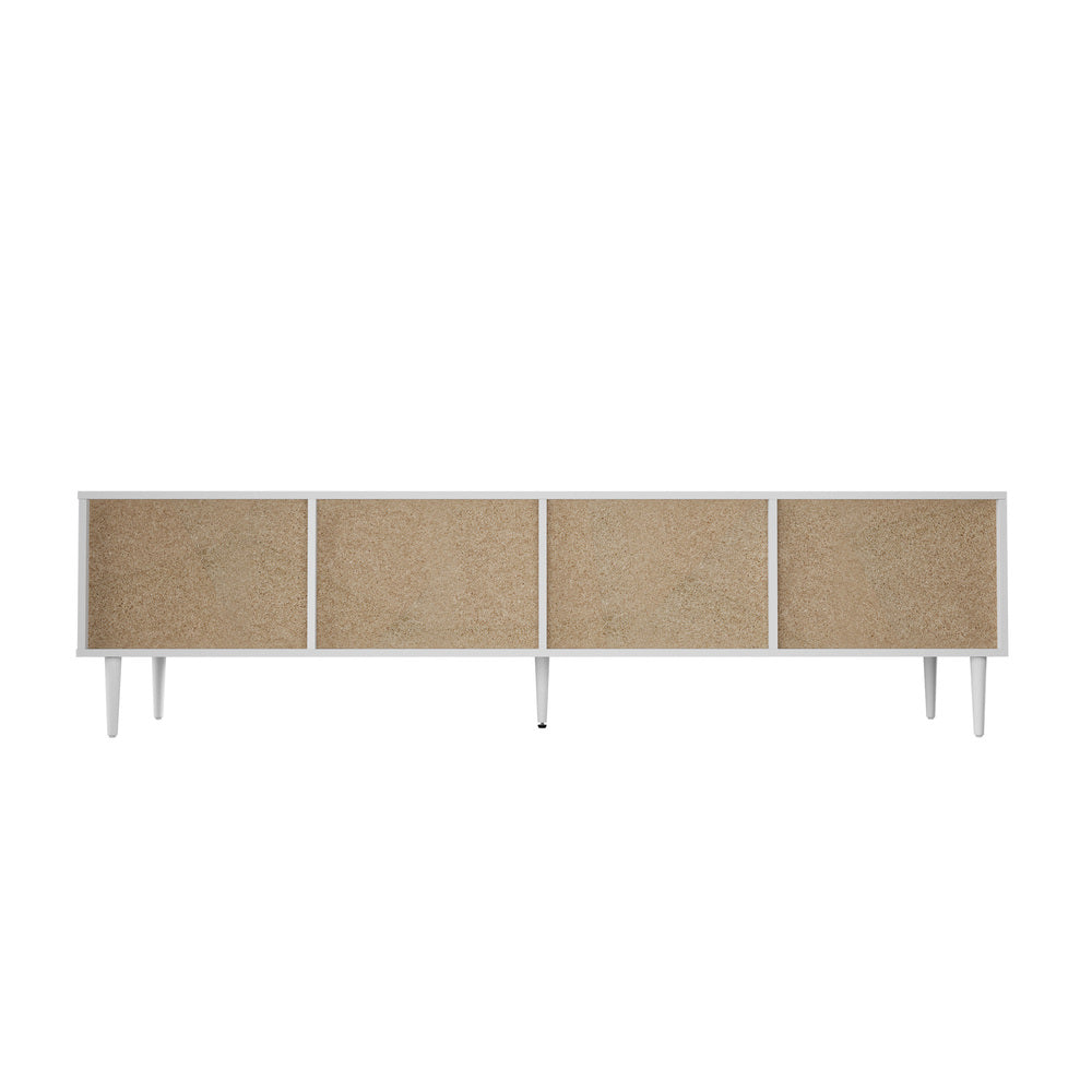 Oikiture TV Stand Cabinet Entertainment Unit Four Door 180cm White