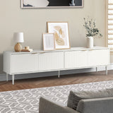 Oikiture TV Stand Cabinet Entertainment Unit Four Door 180cm White - Side View