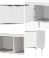 Oikiture TV Stand Cabinet Entertainment Unit Four Door 180cm White - Front View
