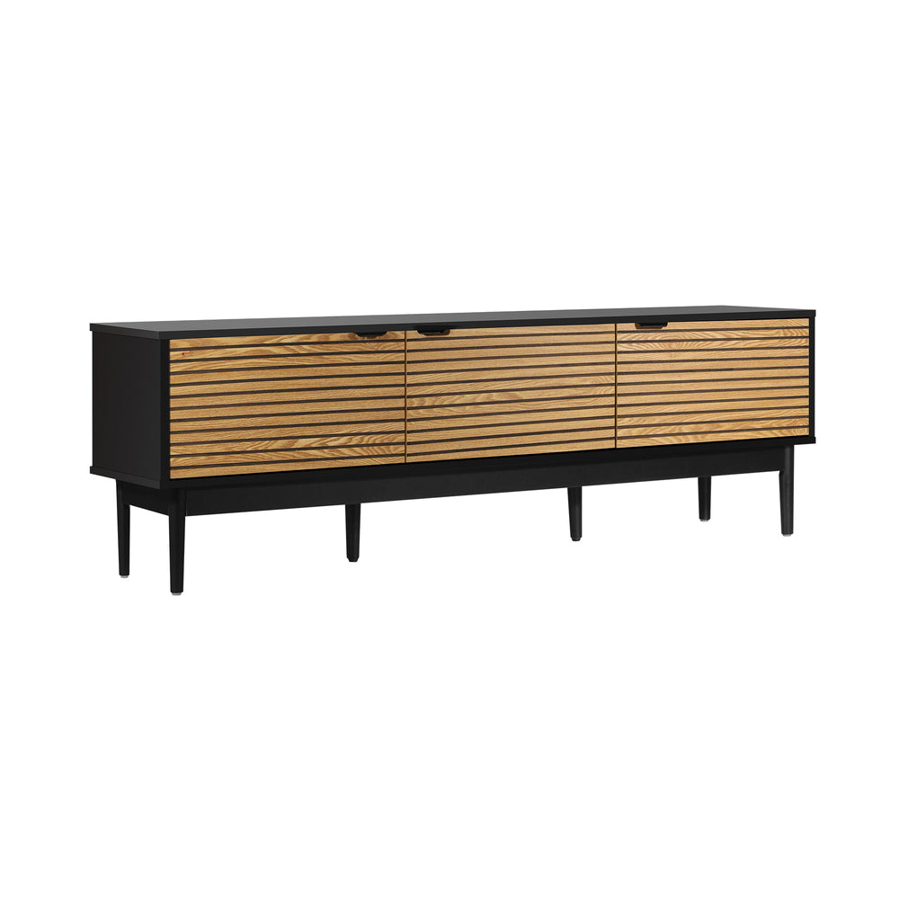 Oikiture TV Stand Cabinet Entertainment Unit Three Doors 160CM