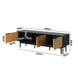 Oikiture TV Stand Cabinet Entertainment Unit Three Doors 160CM