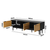 Oikiture TV Stand Cabinet Entertainment Unit Three Doors 160CM - Front View
