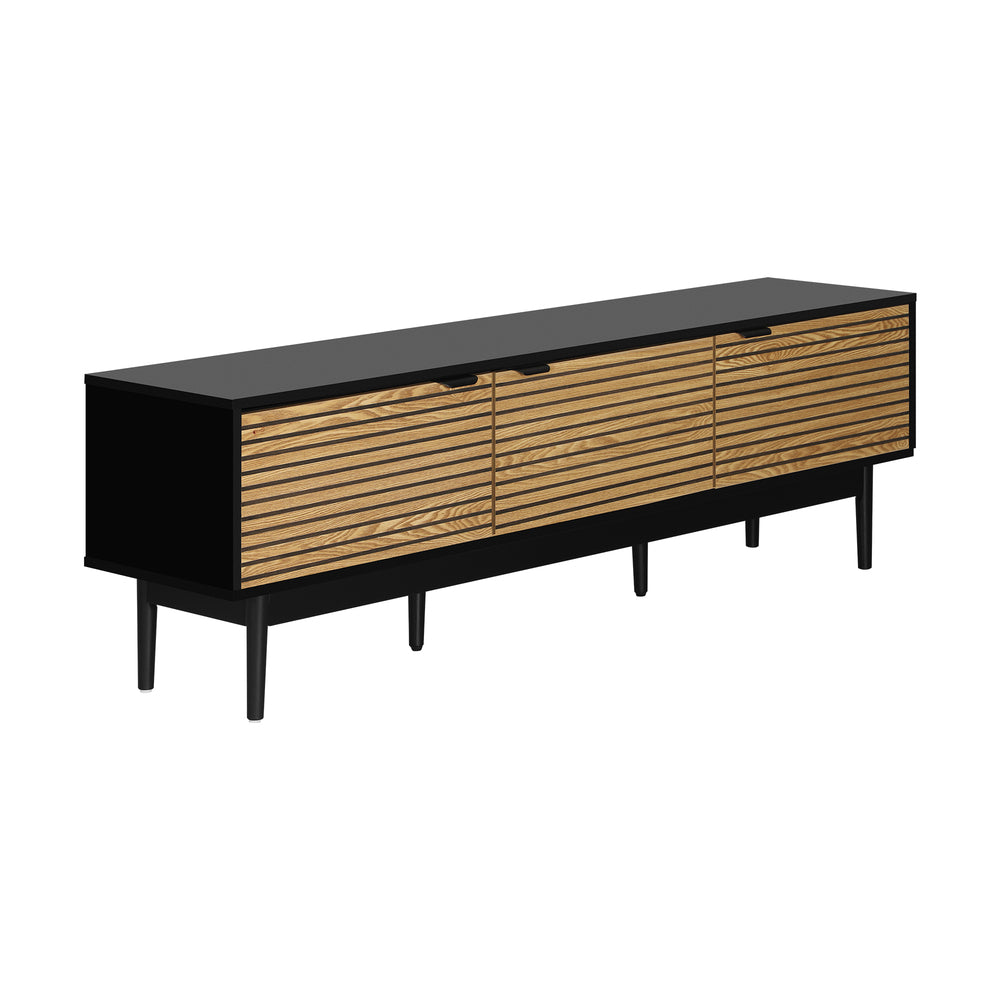 Oikiture TV Stand Cabinet Entertainment Unit Three Doors 160CM