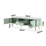 Oikiture TV Cabinet Entertainment Unit Stand 160cm Green