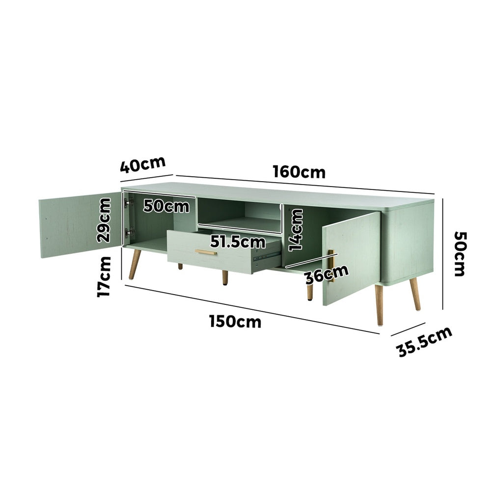 Oikiture TV Cabinet Entertainment Unit Stand 160cm Green