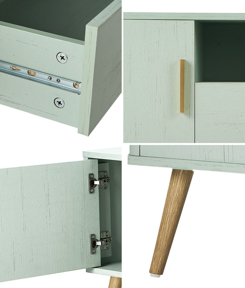 Oikiture TV Cabinet Entertainment Unit Stand 160cm Green