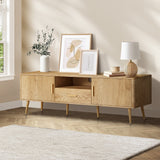 Oikiture TV Cabinet Entertainment Unit Stand 160cm Natural