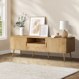 Oikiture TV Cabinet Entertainment Unit Stand 160cm Natural - Front View