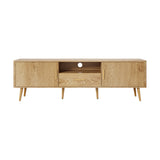Oikiture TV Cabinet Entertainment Unit Stand 160cm Natural - Rear View