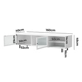 Oikiture TV Stand Cabinet Entertainment Unit Tempered-glass Doors White