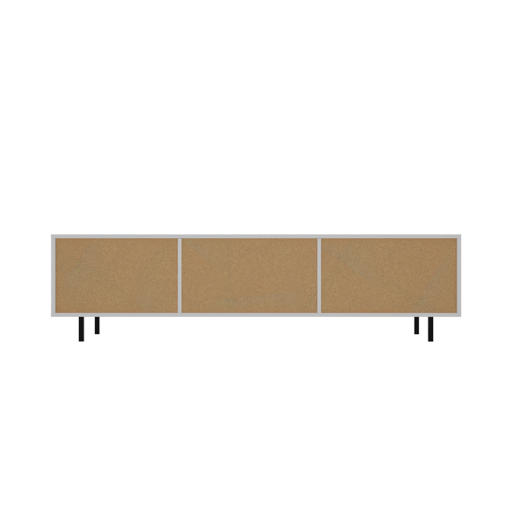 Oikiture TV Stand Cabinet Entertainment Unit Tempered-glass Doors White