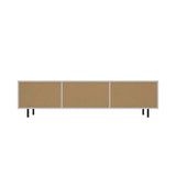 Oikiture TV Stand Cabinet Entertainment Unit Tempered-glass Doors White