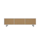Oikiture TV Stand Cabinet Entertainment Unit Tempered-glass Doors White - 45-Degree Angle