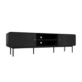 Oikiture TV Cabinet Entertainment Unit Stand 180cm Wooden Black