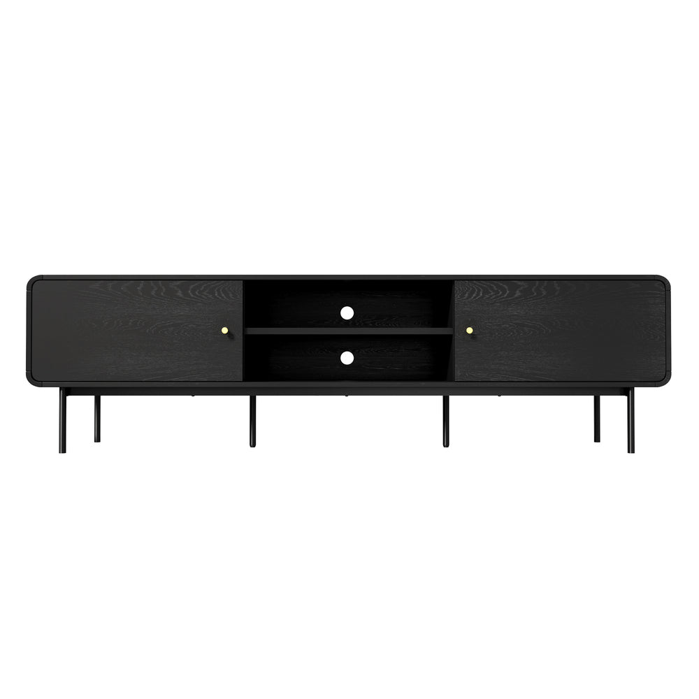 Oikiture TV Cabinet Entertainment Unit Stand 180cm Wooden Black