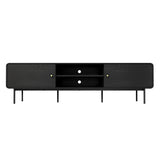 Oikiture TV Cabinet Entertainment Unit Stand 180cm Wooden Black - 45-Degree Angle